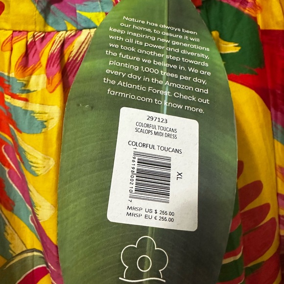NWT Farm Rio Colorful Toucans Midi Dress Size XL - Picture 3 of 4